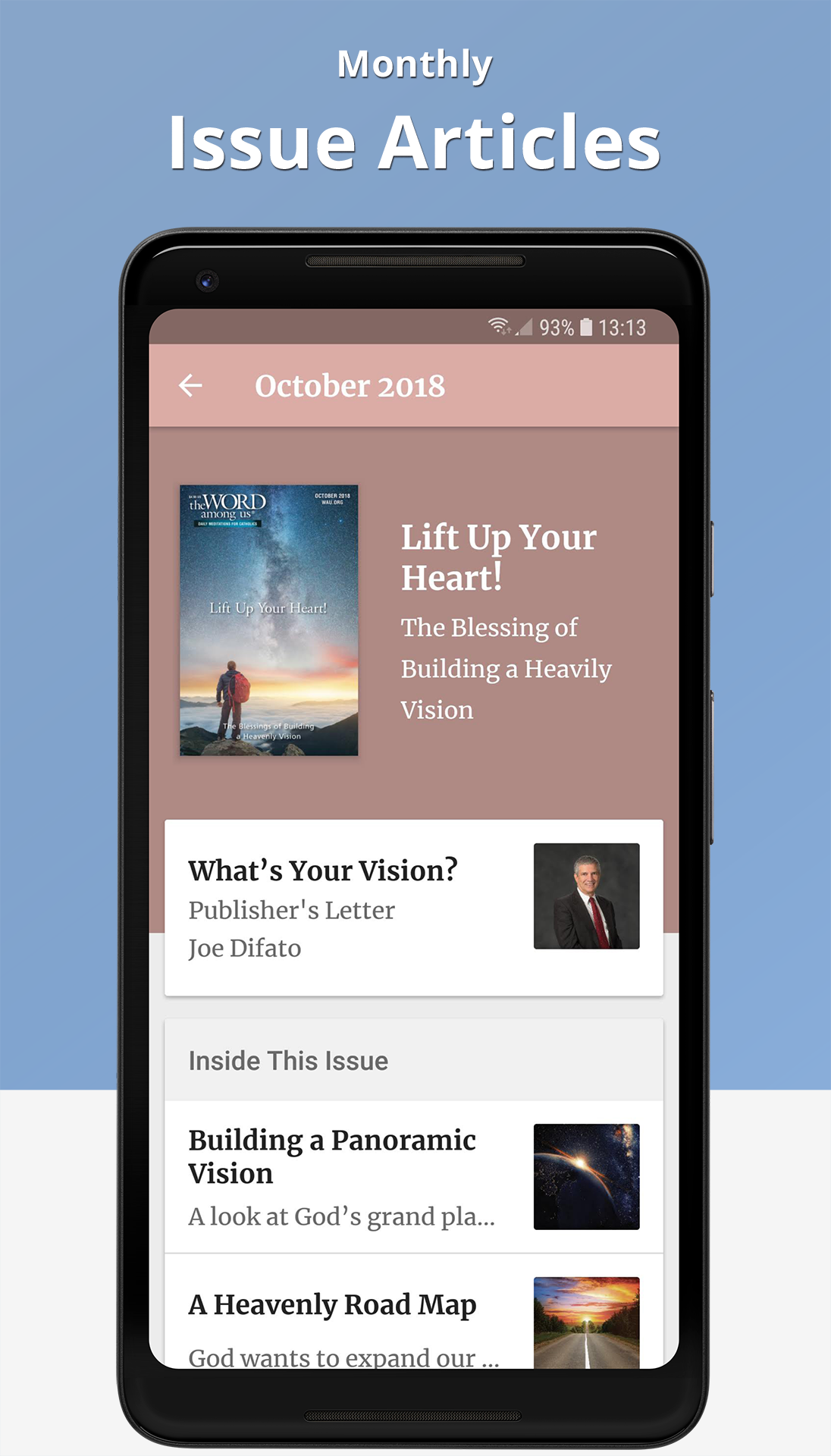 The Word Among Us Android App - Issue Screen